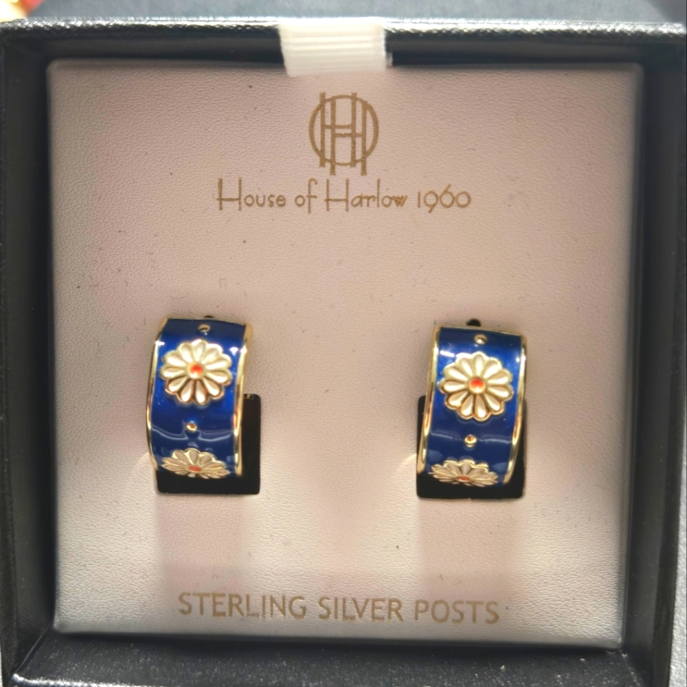 House of Harlow 1960 Floral Blue Earrings